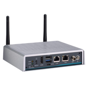 Axiomtek AIE100-ONX Fanless Computer, NVIDIA Jetson Orin NX SoM, 1 HDMI, 1 GbE LAN, 1 GbE PoE, and 2 USB